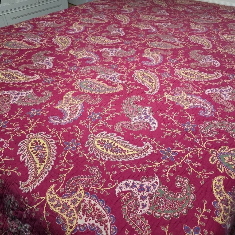 Noble Excellence Vintage Red Floral Patchwork Quilt King Size 108x94" - Picture 3 of 16